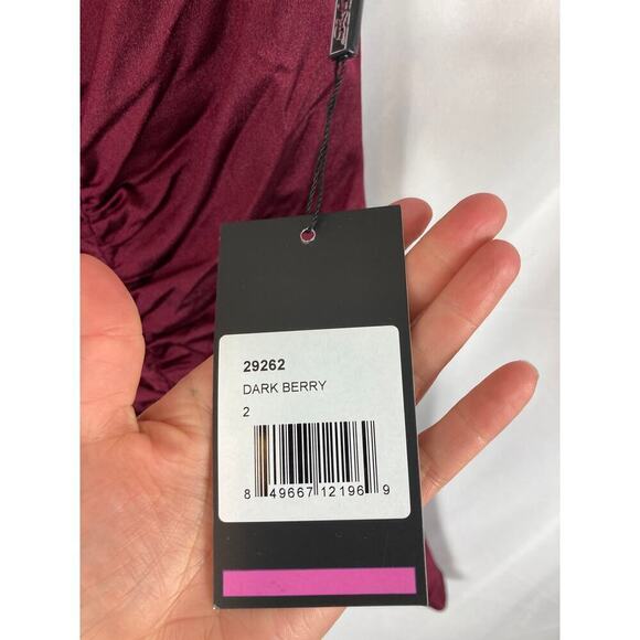 NWT La Femme Ruched Mini Dress in Dark Berry size 2 - Picture 4 of 7